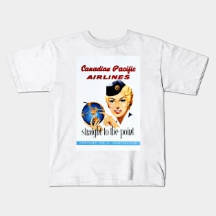 CANADIAN PACIFIC AIRLINES Straight To The Point 1956 Retro Travel Poster Kids T-Shirt